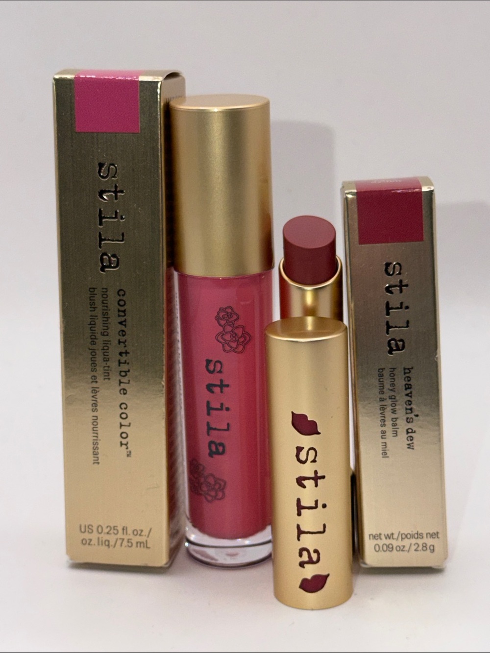 STILA BUNDLE Heaven’s Dew Lip Balm+Convertible Color Blush F/S BRAND NEW IN BOX!